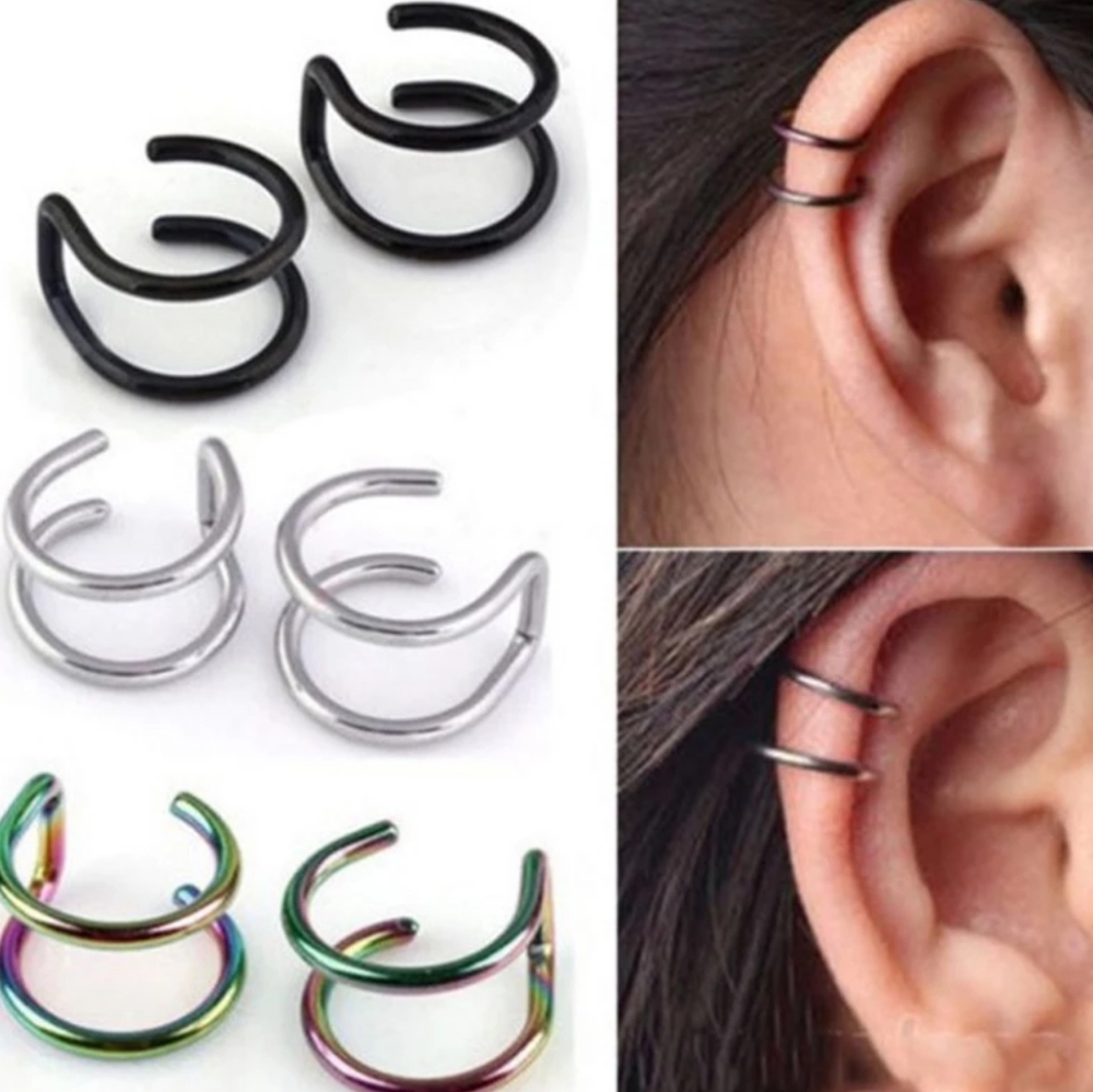 NEW Double Ear Cuff Faux piercing Cartilage Hoop